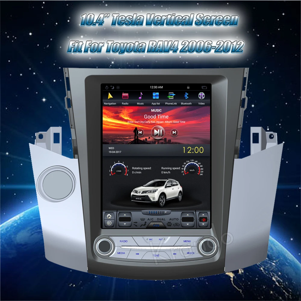 Cheap Krando Android 8.1 10.4" Vertical big screen car audio radio gps navigation for Toyota RAV4 2006-2012 entertainment dvd player 1