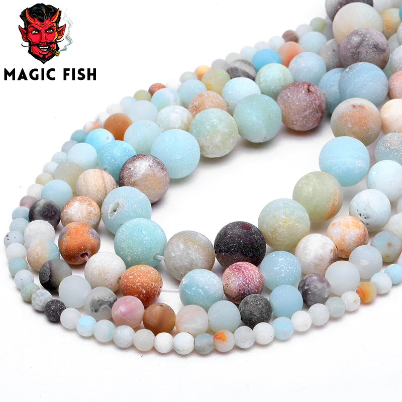 

Magic Fish 4-10mm Dull Polish Matte Picasso Jaspe Stone Beads For Jewelry making 15inches Natural Stone Round Beads aros lol
