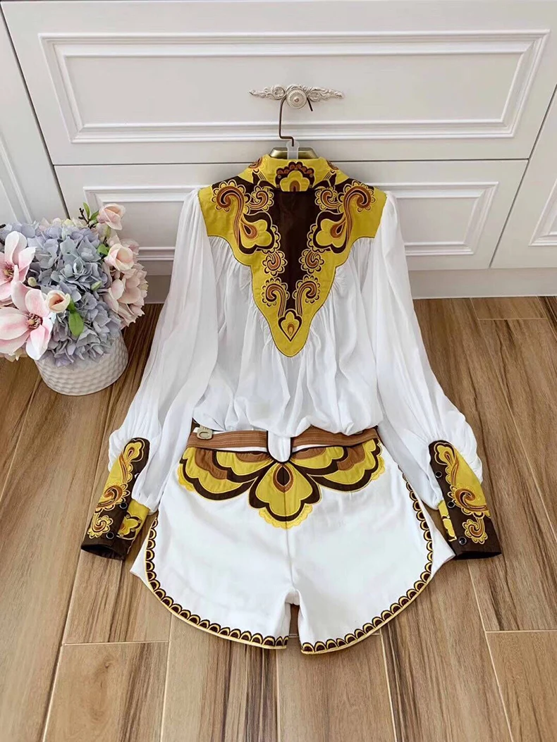Et Lvydala Piste Femmes Ensemble Nouvelles Multi Col Ceintures Été En Rivets down Broderie 2019 Chemise La Sexy Shorts Printemps Vacances Turn OqrgwOA