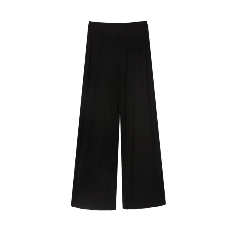 2019 Autumn Wide Leg Pants Black High Waist Elastic Loose Casual Full Length Womens Clothing Pants Women New trousers K81280 2019 Autumn Wide Leg Pants Black High Waist Elastic Loose Casual Full Length Womens Clothing Pants Women New trousers K81280