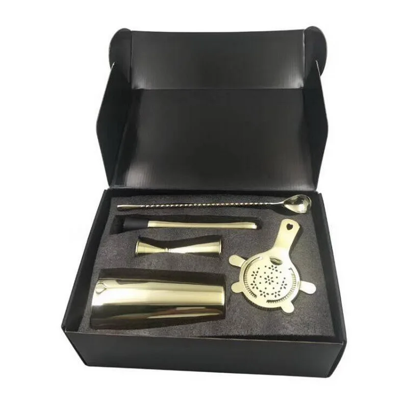

Stainless steel wine shaker set bartender tool set bar spoon measuring cup ice filter crush stick cocktail shaker set
