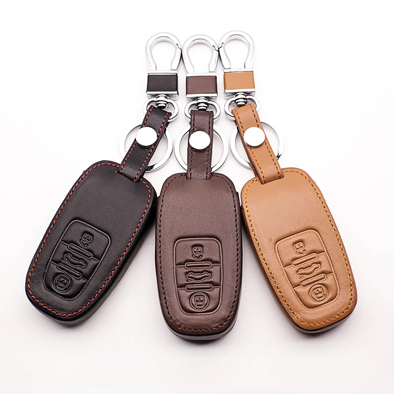 Leather Car Key Holder Keyboard cover cases for Audi A3 A5 Q3 Q5 Q7 A6 C5 C6 A4 B6 B7 B8 TT 80 S6 car key case protect shell | Автомобили