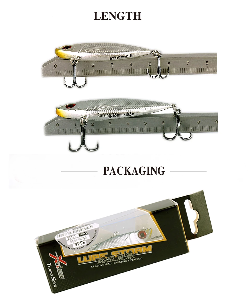 Kindom Fishing lures 5cm5.6g,6.5cm 10.5g VIB Silver vibration Gold Metal Fishing Bait Tackle VMC Hook Hrard Lure China Model 5348 (3)