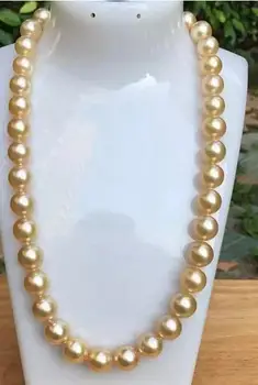 

gorgeous 13-15mm south sea round gold pinkpearl necklace 20inch 14K Gold Clasp KKK