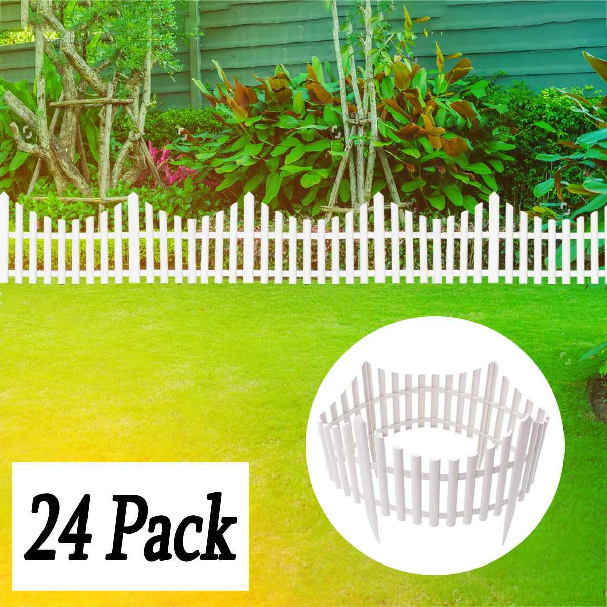 

24Pcs 610x330mm Plastic Garden Border Fencing Fence Pannels Outdoor Landscape Decor Edging Yard Easy Install Insert Ground Type