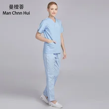 Медицинские Хирургические врачебные униформы женщины доктора с коротким рукавом костюм моды дизайн красоты Рабочая одежда костюмы