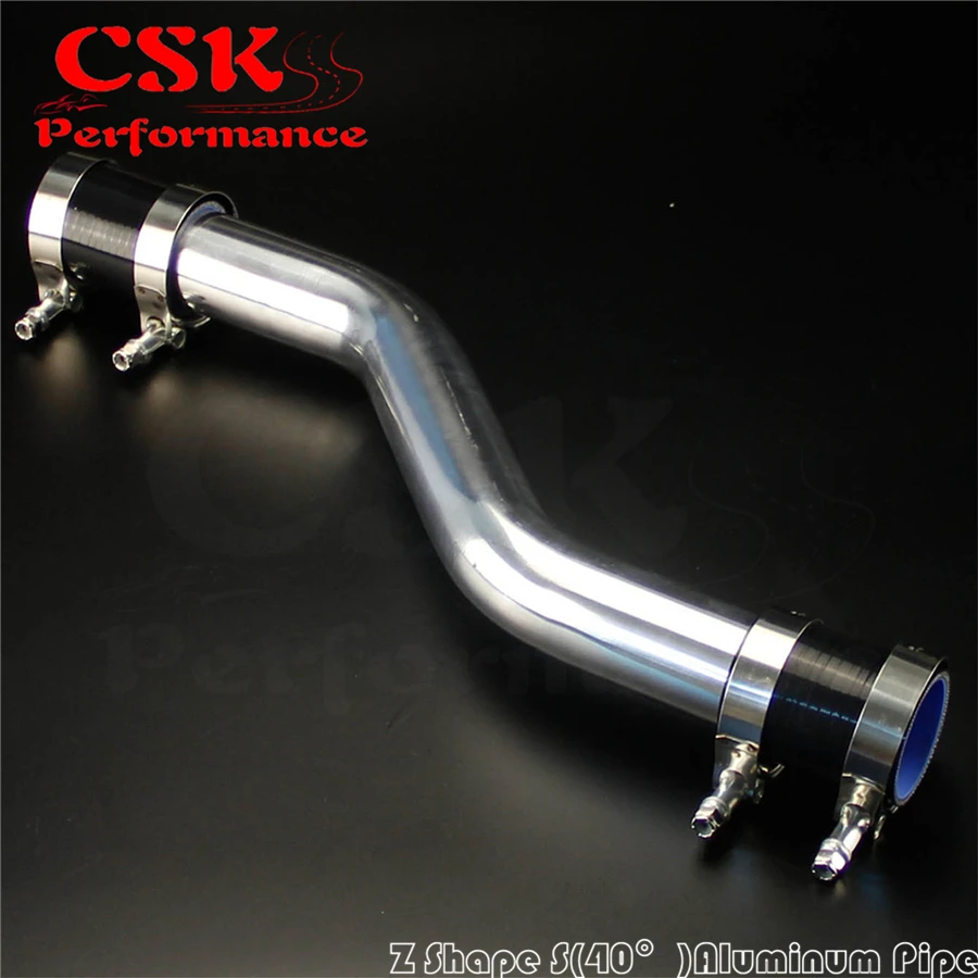 57mm 2.25" inch 40 Degree Z / S Shape Aluminum Intercooler Pipe Piping Tube hose + Silicone hose