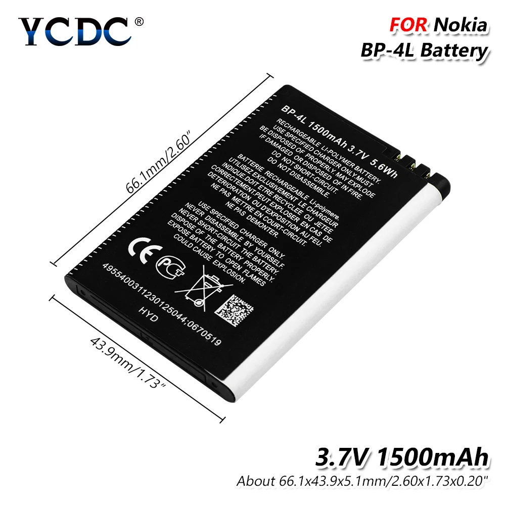 Для Nokia E52 E55 E6 E63 E71 E72 E73 E90 E95 6650F 6650T 6760 N810 N97 BP-4L BP 4L BP4L 3,7 V 1500 мА/ч, Перезаряжаемые литий-ионный аккумулятор