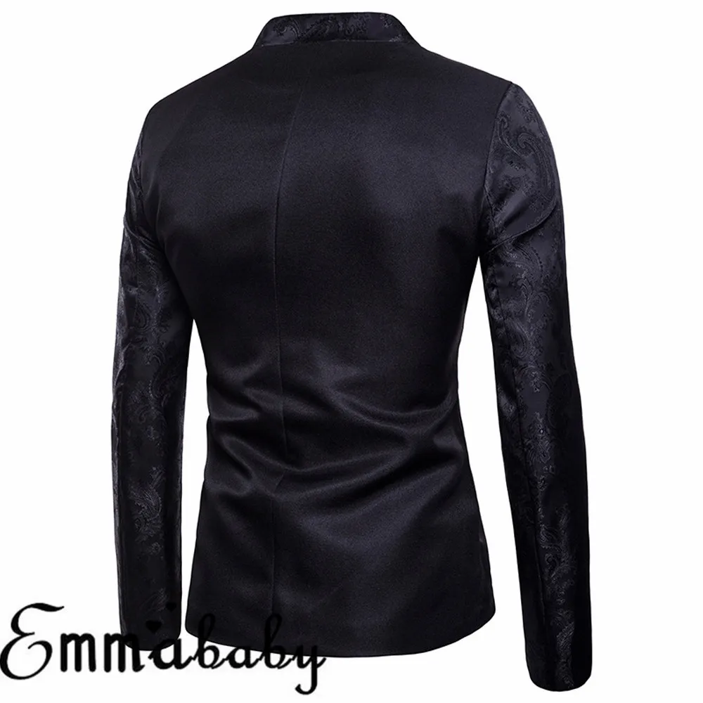 Мода 2019 г. для мужчин костюм пальто Топы корректирующие Бизнес Формальные приталенный Блейзер одна кнопка Повседневная Куртка пиджаки для