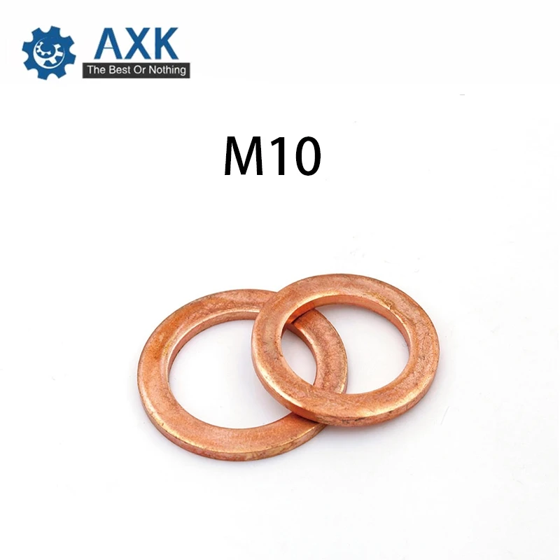

100Pcs DIN7603 M10*14*1 T3 Copper Sealing Washer Gasket Sump Plug Oil For Boat Crush Washer Flat Seal Ring Fitting