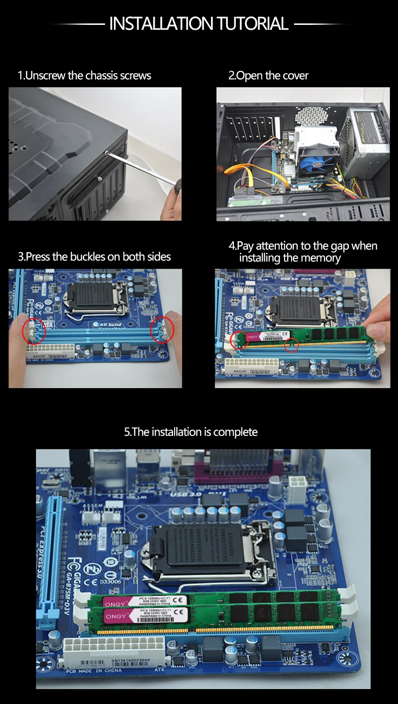 ONGY Ram DDR3 8 Гб 1600 МГц настольная память 240pin 1,5 В новая DIMM Компьютерная память оперативная память ddr 3 для Intel и AMD