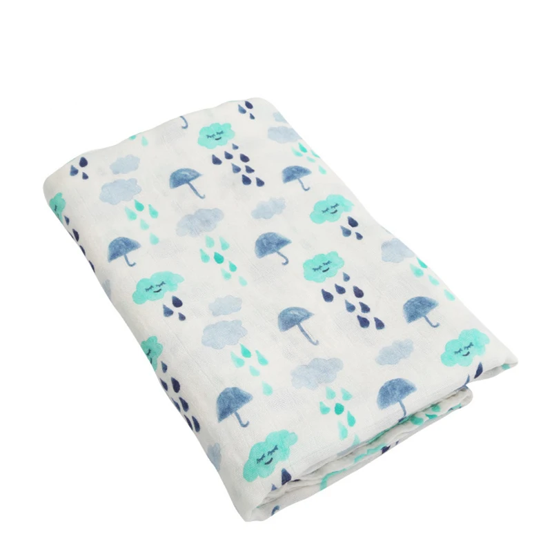 Baby Blanket Cartoon Soft 70% Bamboo Fibre 30% Cotton Infant Printed Wrap Blankets Newborn Swaddle Rainbow Muslin Blanket
