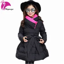 

Girls Jackets & Coats New 2016 Arrivals Fashion Fur Hooded Thick Warm Parka Down Kids Clothes Cotton Children's Outwear Clothing
