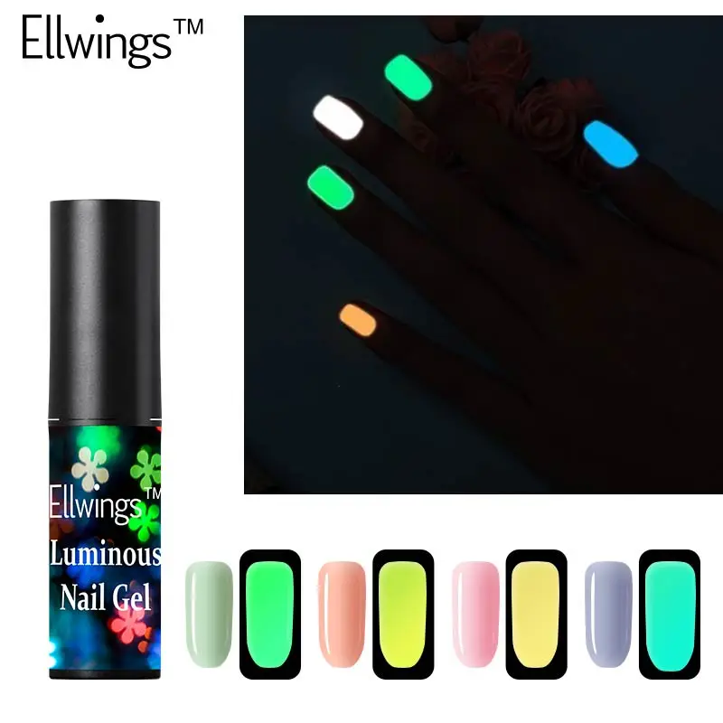 Ellwings Neon Fluorescent Luminous Nail Gel Polish Glow In Dark Night