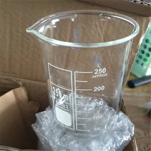 250 мл лабораторный стеклянный стакан, низкая форма GG17 стаканы с носиком рта, сделанные из стекла 3,3