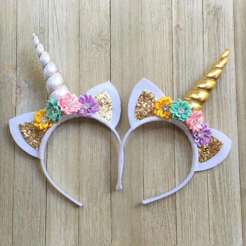 

Magical Unicorn Horn Head Band Party Kids Hair Headband Fancy Dress Cosplay FAHION WILD gold silver personality cute