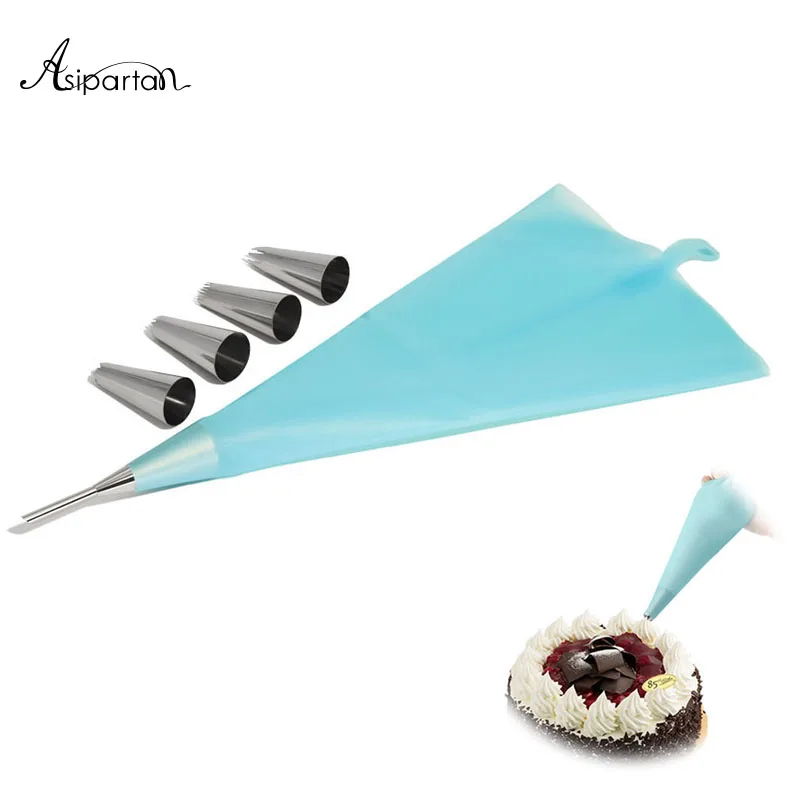 Asipartan 6pcs/set Piping Bag Stainless Steel Nozzles Set Cupcake Cake