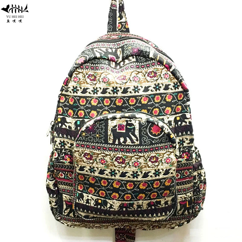 

Vintage Teen Girls Cotton Canvas Travel Backpack Shoulder Bag Lightweight Women's Backpacks Bohemian Bags free shipping