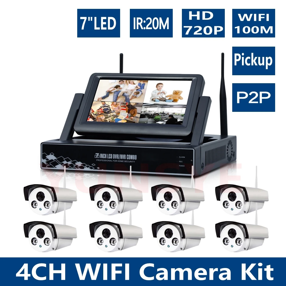 

8CH Wireless Security NVR Kit WIFI IP Plug&Play 720P 1MP IR Camera Security Kit Onvif IOS Android WiFi CCTV Security wifi kit