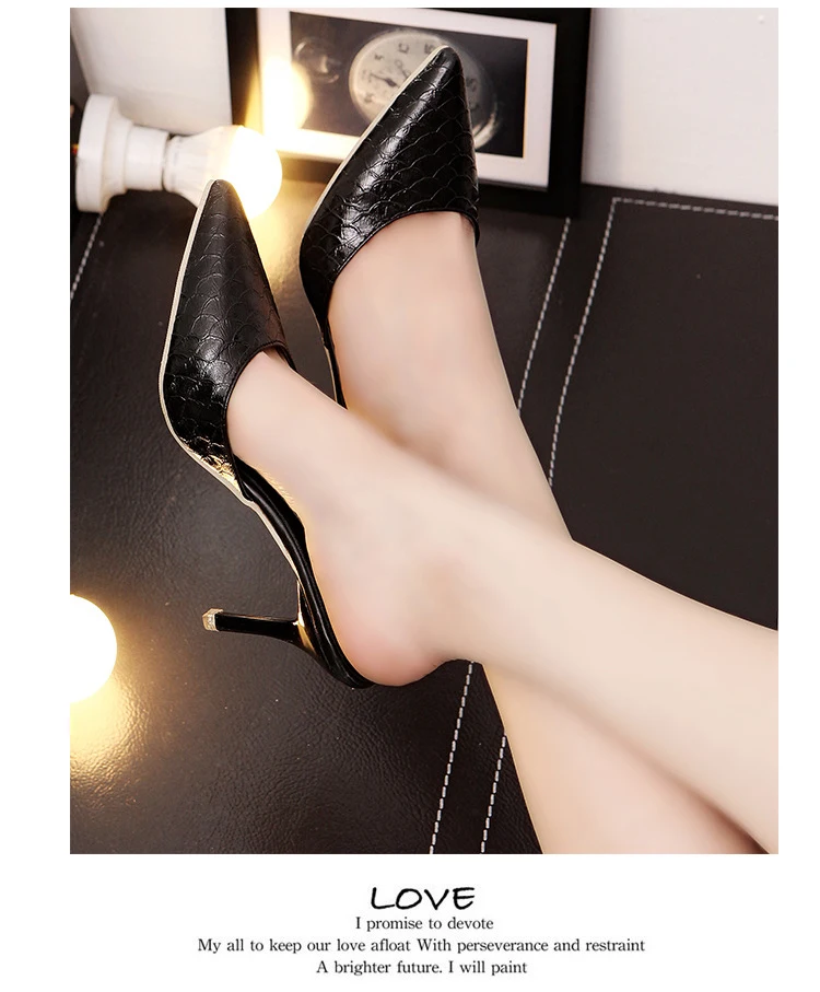 Шлепанцы на высоком каблуке 8 см; женская обувь с острым носком; женские шлепанцы на платформе; женские туфли-лодочки; модные туфли без задника