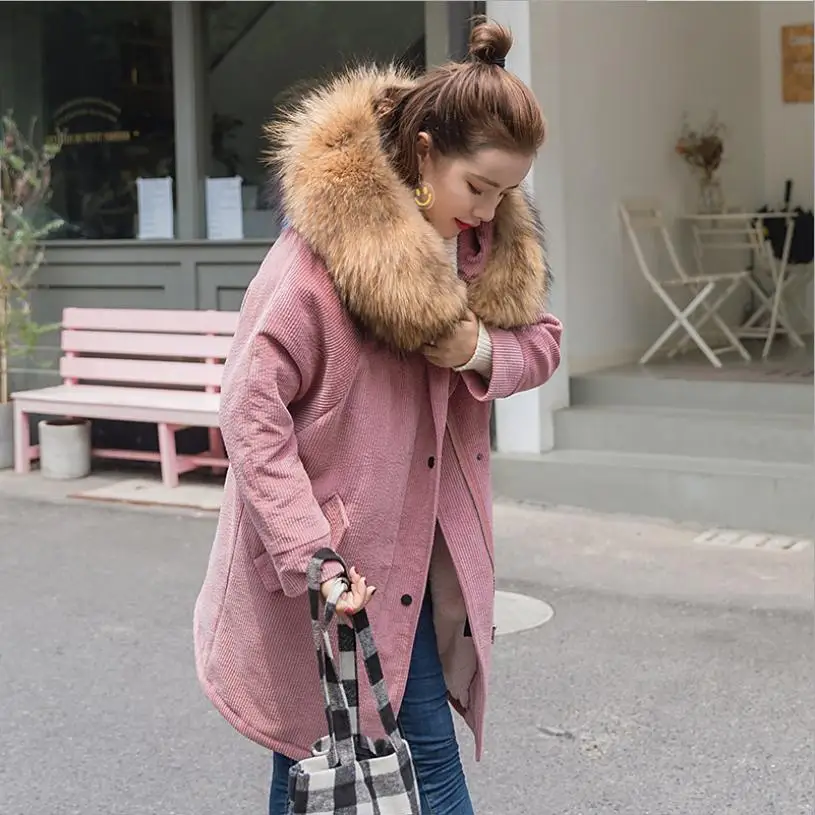 L1502 Fur Outwear En Hiver Réel Fake Épaississent De Coton Parkas Fourrure pink Mode Velours Fur Real Fur white Fur Chaud Col khaki White Femmes Côtelé caramel Femelle 2018 Pardessus Fur Veste Manteau THqvwqBx6