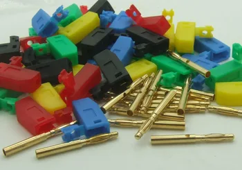 

100 pcs 2mm Gold Plated Copper Banana Plug jack connector for Binding Post Test Probes 5 Color