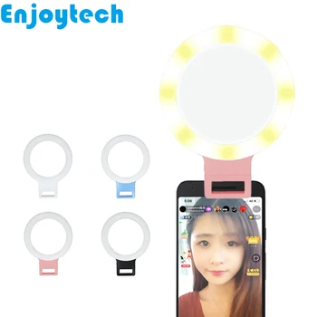 

New LED Ring Flash Light Lamp Convenient Clip for iPhone Samsung Xiaomi Android Phones Selfie Beauty Light for Video Bloggers