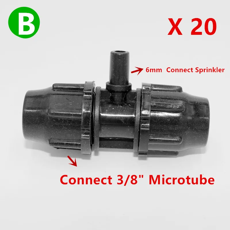 8/11 мм шланговый замок гайка равные тройники Простая установка, устойчивые к ультрафиолетовым лучам садовое растение для полива и орошения трубный тройник U109 - Цвет: B  20pcs