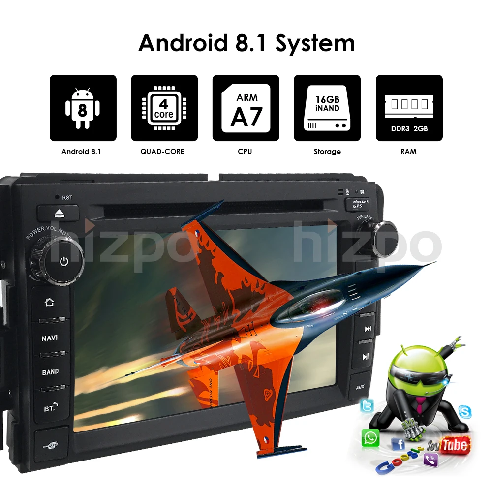 Perfect 7" 2 Din Android 9.0 Car Stereo Radio DVD Player For GMC Sierra Chevy Silverado Chevrolet Quad-Core WIFI EQ Bluetooth+Map+Cam 5