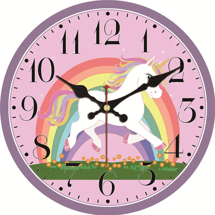 С рисунком милой собаки настенные часы, 12 дюймов круглые настенные деревянные картона часы, современные настенные часы для домашнего декора, бесшумный и не тикают - Цвет: Horse Wall Clock 27
