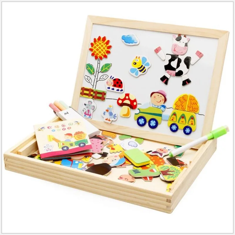 100+ шт деревянная магнитная головоломка, игрушки для детей, 3D головоломка, доска для рисования, Обучающие деревянные игрушки, развивающие детские игрушки