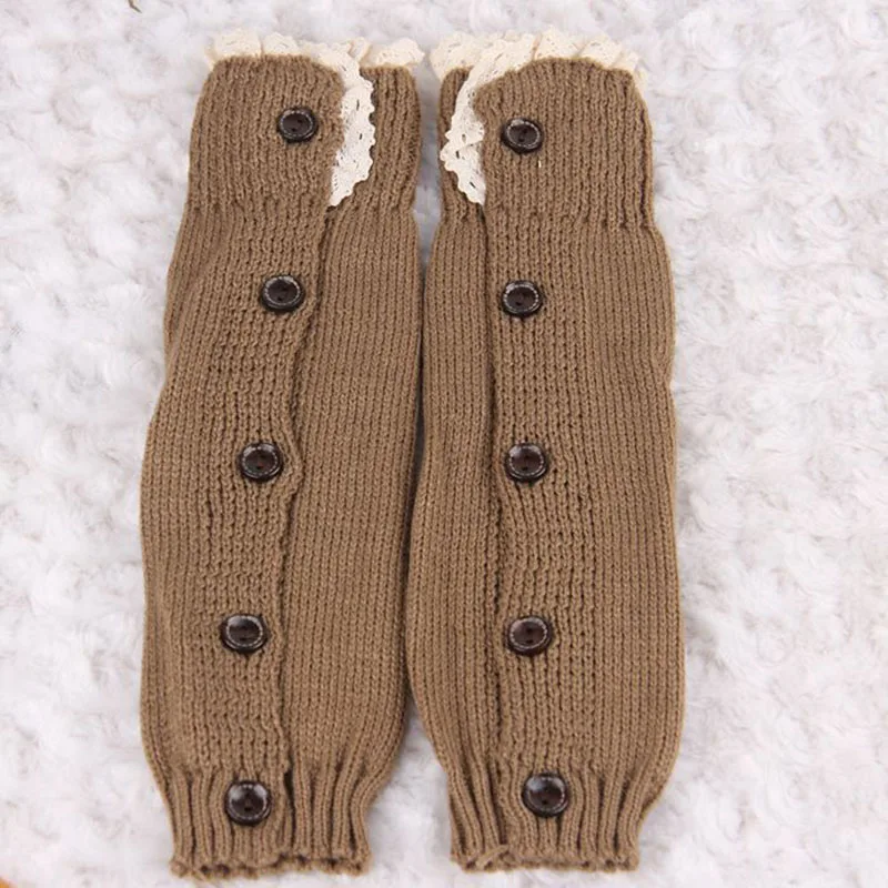 Baby Knitted Leg Warmers Girl Cotton Lacy Stockings With Buttons Toddler Kids Children Crawling Tights
