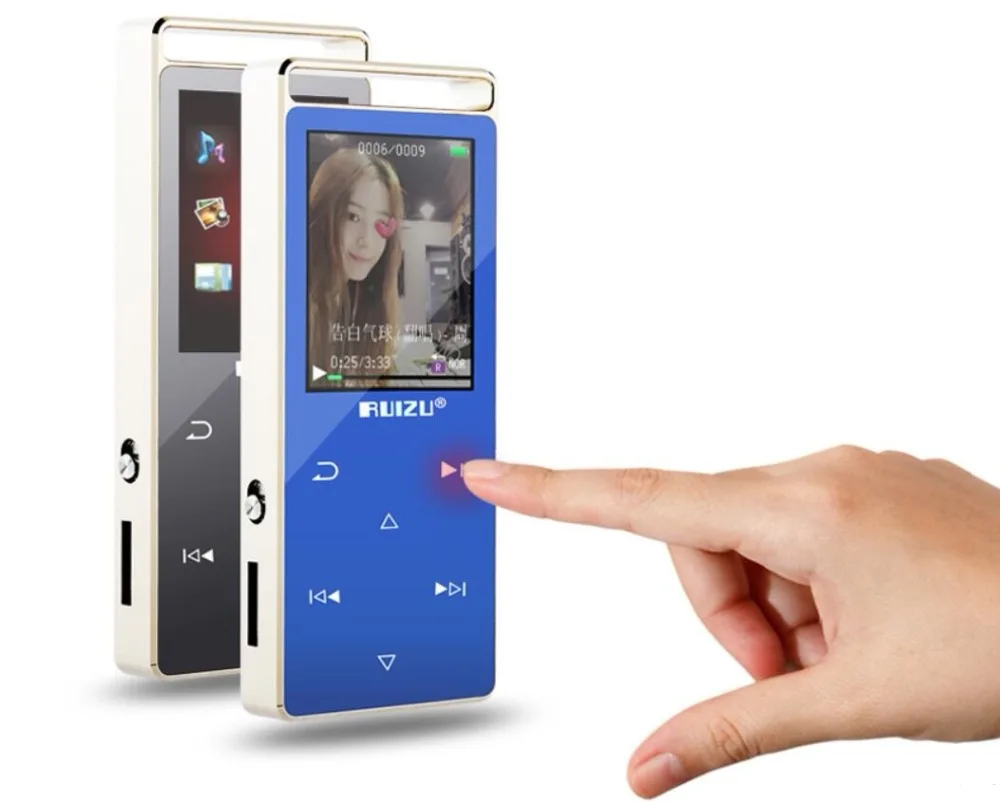 Оригинальный ruizu D01 Сенсорный экран MP3 плееры 8 ГБ с fm Радио книги ПЕДО метров голос