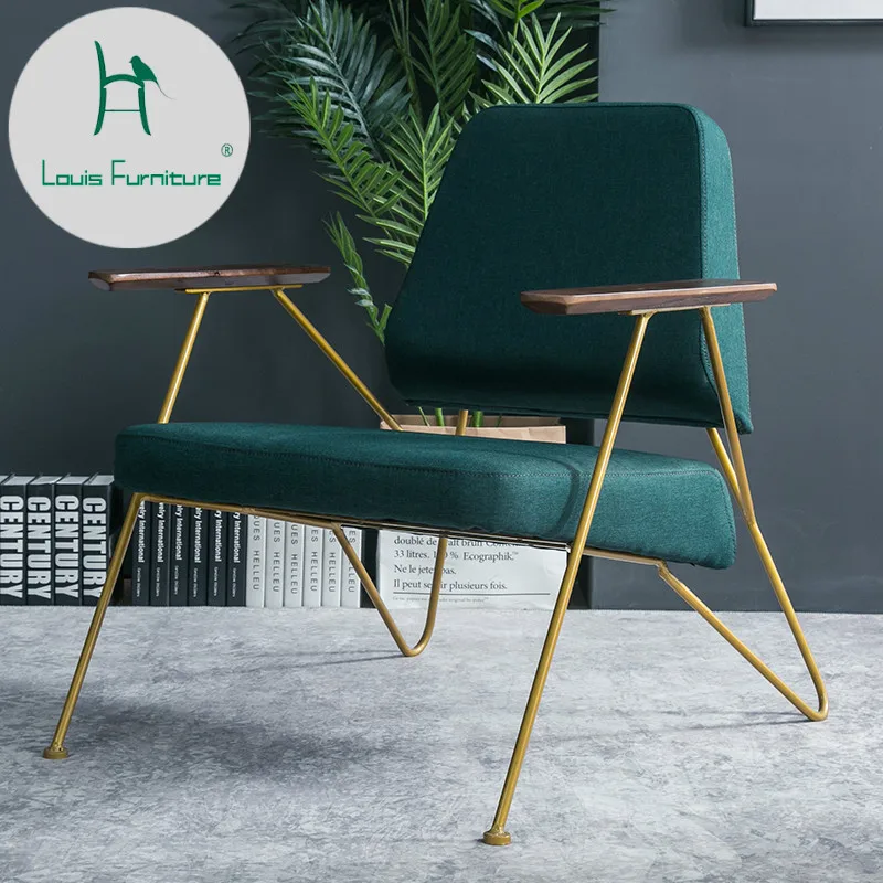 

Louis Fashion Chair Nordic Single Sofa Leisure Iron Art Modern Simple Reading Designer Creative Personality