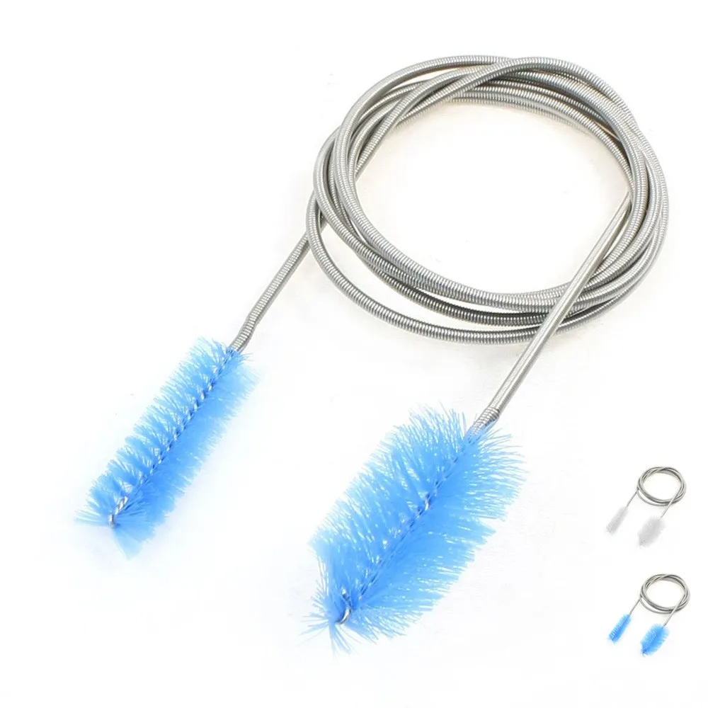 Aquarium Filter Brush 2 Pack Flexible Long Air Tube Cleaning Brush 60 Inch Double Ended Bristle Hose Pipe Clean Brush for Canister Filter Tube Fish Tank Home Kitchen Water Pipe Stainless 