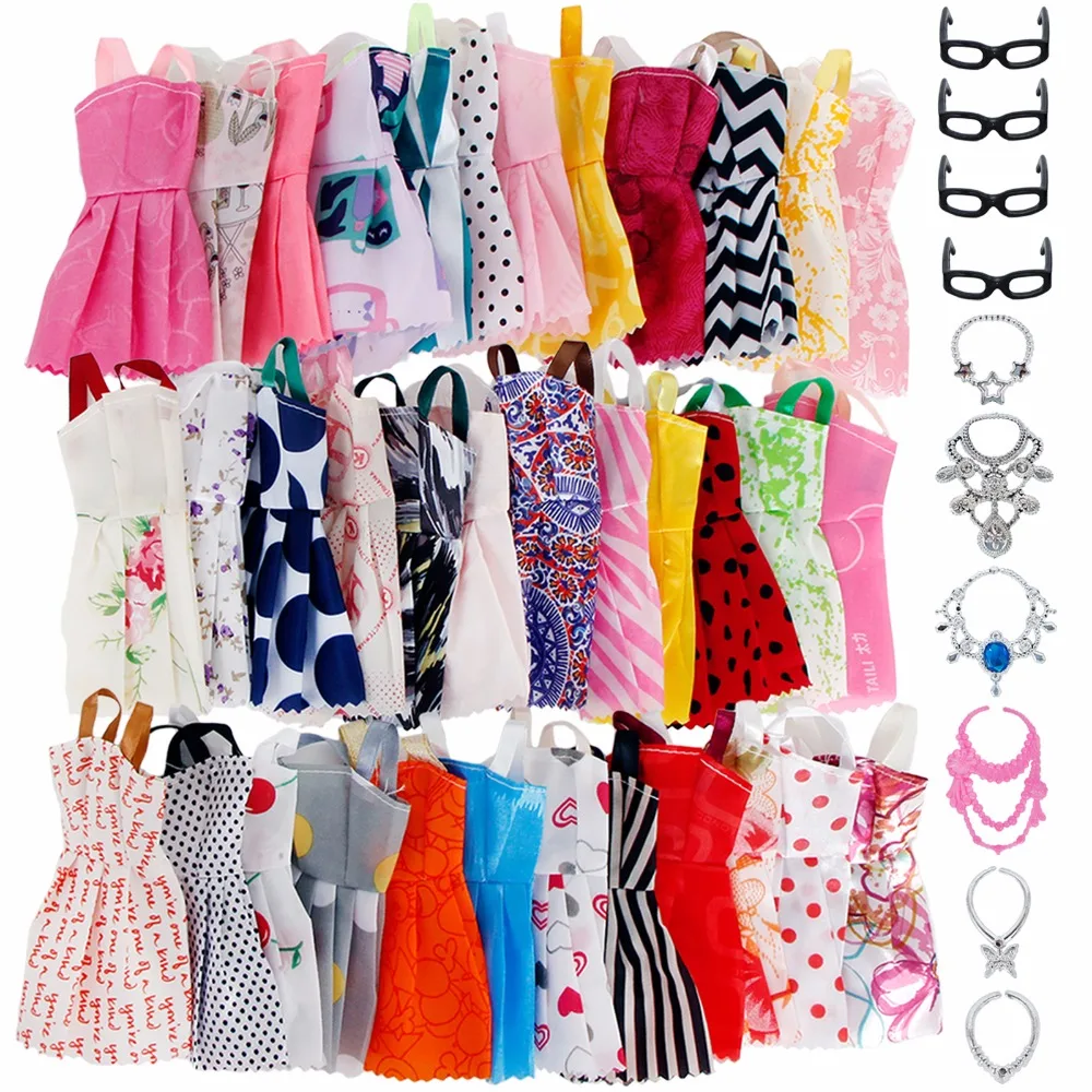 m IDEA REGALO LOTTO 40 PEZZI ACCESSORI SCARPE COLLANE BAMBOLE DOLL ACCESSORIES