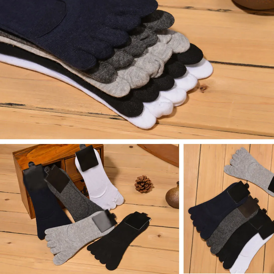 

Mens Five Fingers Sock Soft Polyester Cotton Ankle Toe Socks Solid Color Breathable
