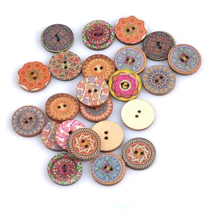 Sewing Accessories High Quality Popular Hot Sale Clothing Crafts Painted Sewing Gear Handwork 20PCS/Lot Wood Buttons - Color: 7