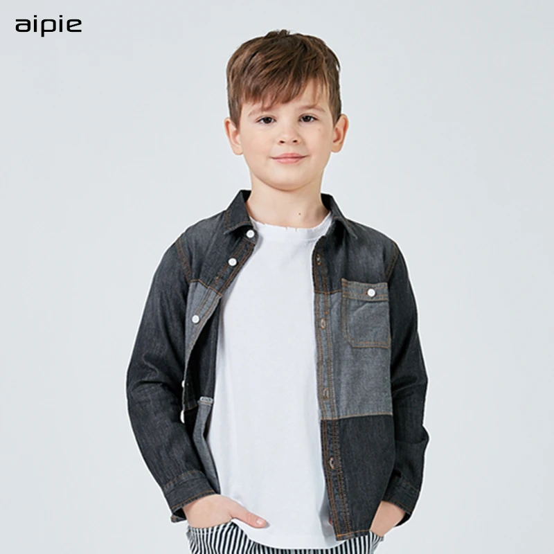 

aipie Top Quality Children Boys Shirts European and American Style Solid 100% Cotton Shirts For 4-13 year Kid Wear