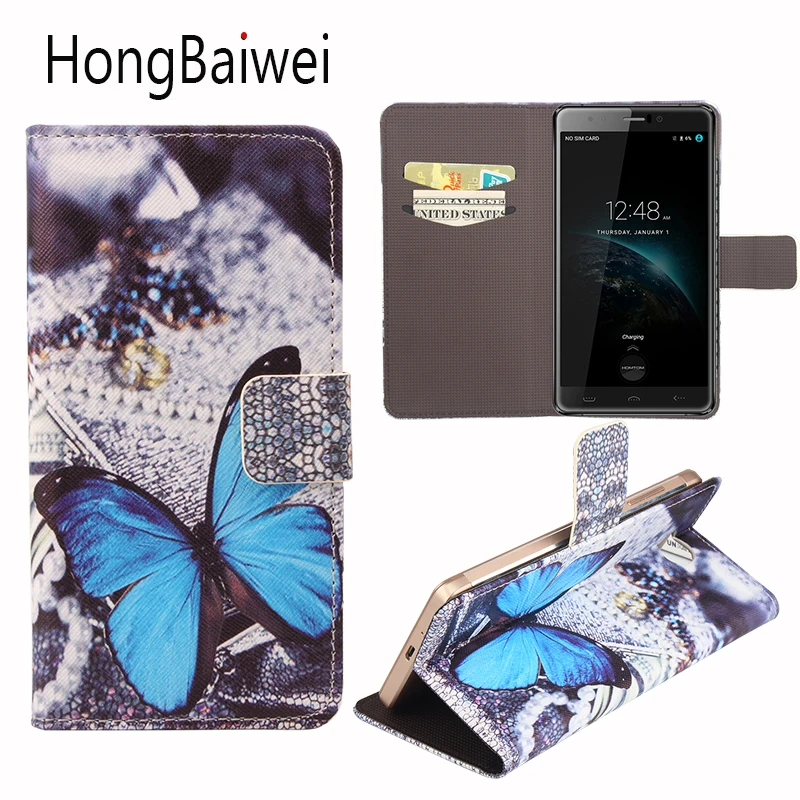 

HongBaiwei For Homtom HT10 Case Fashion Girl Butterfly Pattern Flip Leather Wallet Phone Bag Case for Homtom HT10