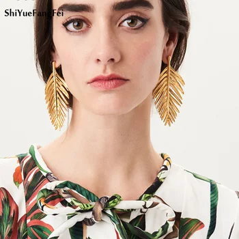 

New Leaf Earrings Gold/SilverColourFeather Earrings for Women Accessories Gifts Plant Earings Fashion Jewelryboucle d'oreille