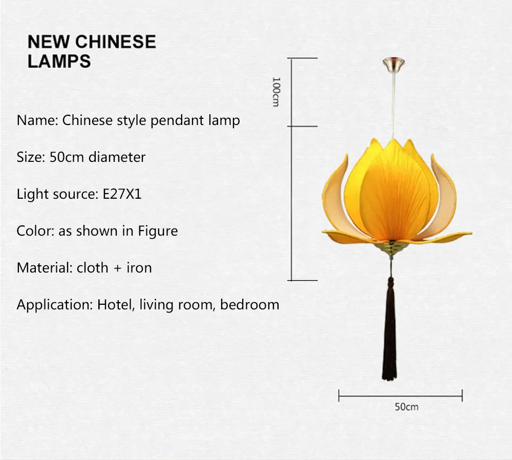 Новая китайская ткань дзен люстра классическая лампа в форме лотоса храмовый зал-гостиная ресторан освещение