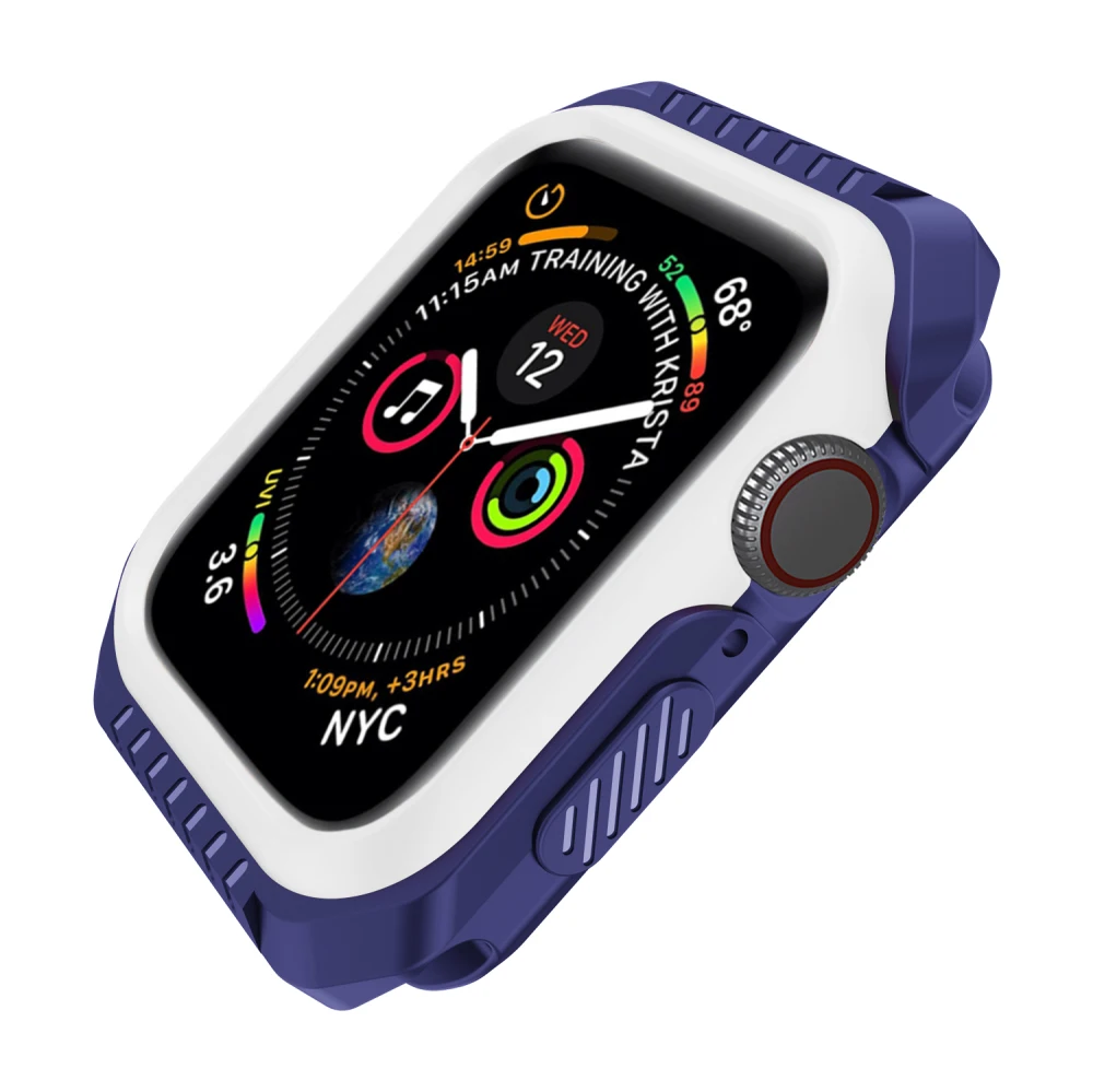 Силиконовый+ PC чехол для Apple Watch 42 мм 38 мм защитный бампер чехол для iWatch серии 5 4 3 2 1 40 мм 44 мм аксессуары для ремешка часов