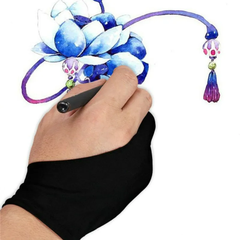 Для искусства раскрашивания два пальца Анти-Обрастания перчатка Professional перчатка художника живопись графический планшет рисунок