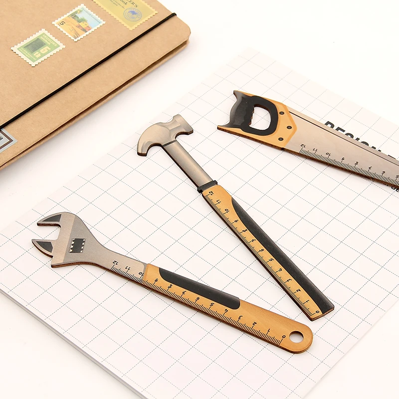 

Creative Hammer Wrench Bottle Opener Student Stationery Wooden Measure Ruler Kids Metric Tool Rewarding Promotion Gift