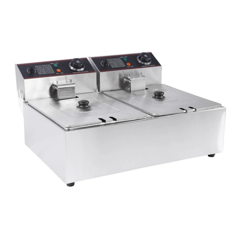 

EU Plug Commercial Professional 12L Stainless Steel Double DeepTank Electric Fryer