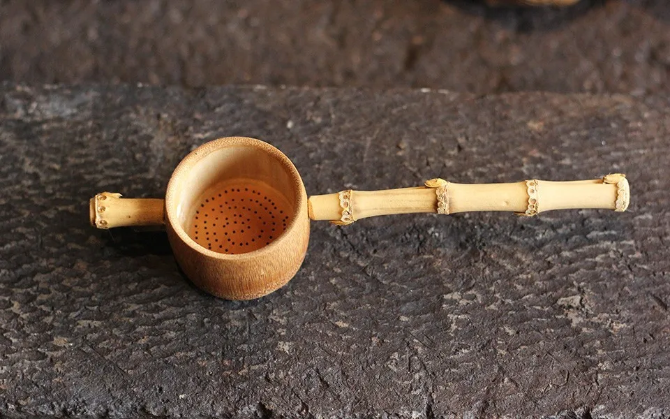Natural Bamboo 5 Pcs Puer Tea Tools Accessories Teaware Set Include Needle Spoon Clip Tea Strainer Infurse Vintage Handmade