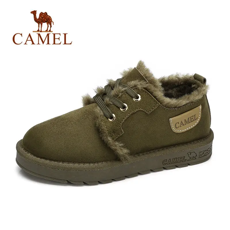 CAMEL/Зимние ботильоны; женские замшевые теплые зимние ботинки; женская обувь; мягкая обувь с коротким плюшем на шнуровке и перекрестной шнуровкой; Mujer