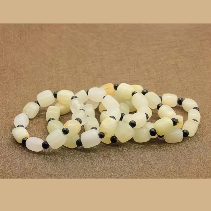 Модный браслет из натурального нефрита, белый Нефритовый камень, браслеты для женщин и мужчин, круглые браслеты с бусинами, браслеты на День святого Валентина