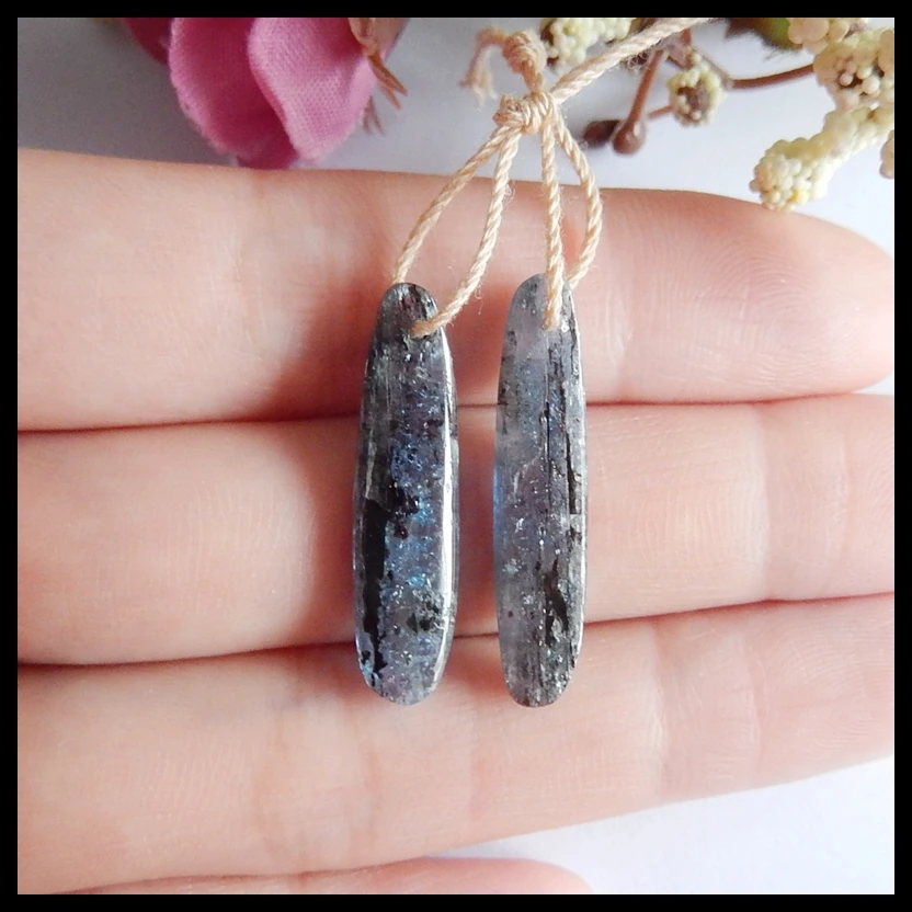 

Blue Kyanite Gemstone women earring jewelry,Charms Women Earrings Jewelry Gift Gem Customized,27x6x4mm,3.2g